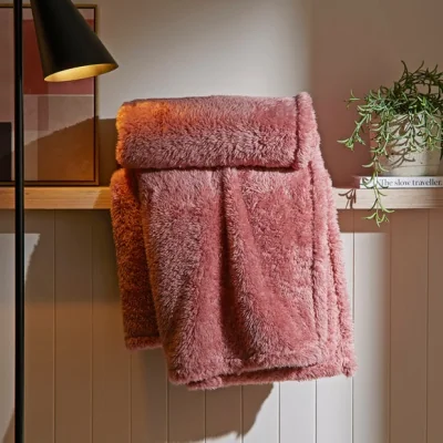 Dunelm Teddy Bear Throw Rose