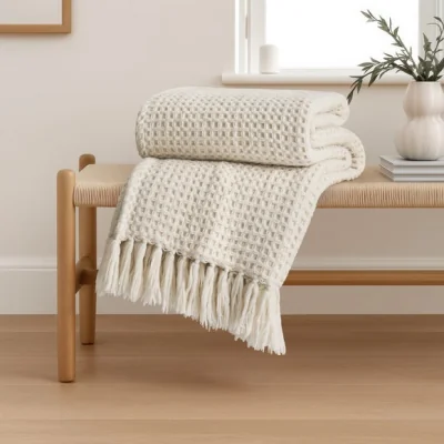 Dunelm Chunky Waffle Throw Blanket