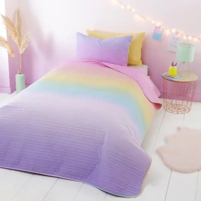 Dunelm Pastel Ombre Bedspread MultiColoured