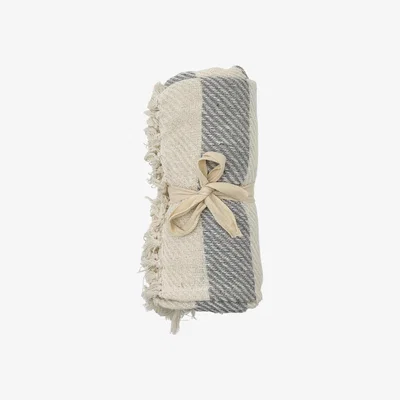 Dunelm Simply Green Recycled Cotton Striped Throw Grey