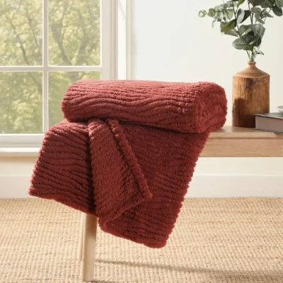 Dunelm Henwood Textured Fleece Throw Blanket 130cm x 170cm