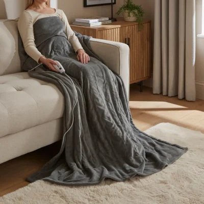 Dunelm Fleece Electric Throw Charcoal (Grey)