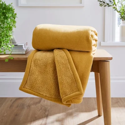 Dunelm Cosy Chenille Throw 130x180cm Ochre