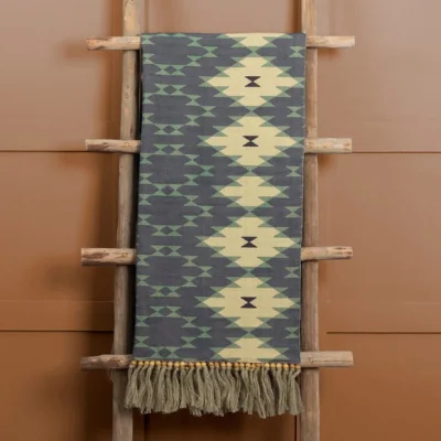 Dunelm Kaya Cotton Throw 136cm x 200cm Sky (Blue)
