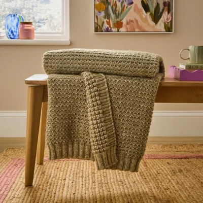Dunelm Waffle Knit Throw Blanket 130cm x 180cm