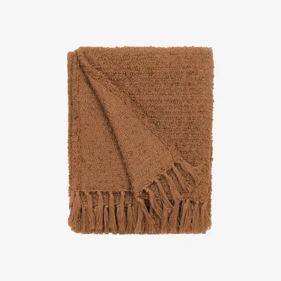 Dunelm Candar Cosy Woven Tassel Throw Ginger