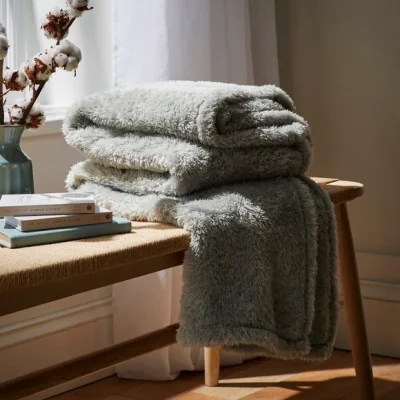 Dunelm Teddy Bear Throw Teddy Sage