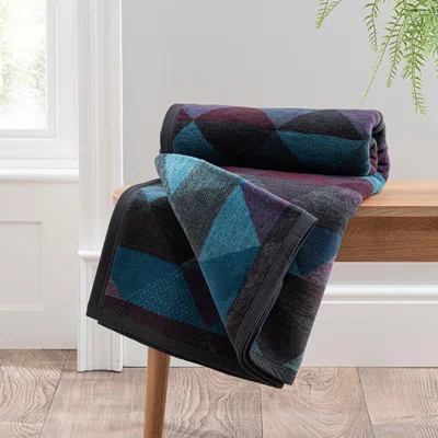 Dunelm Super Soft Geo Throw Purple