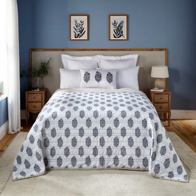 Dunelm Dorma Eventide 100% Cotton Bedspread Blue