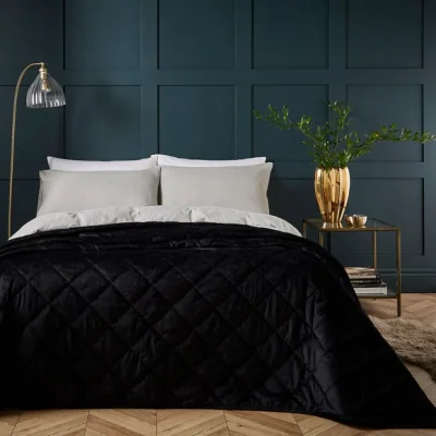 Dunelm Castleton Bedspread Black