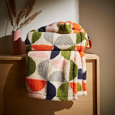 Dunelm Elements Semi Circle Sherpa Printed Fleece Throw 130x180cm MultiColoured
