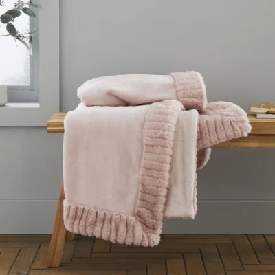 Dunelm Catherine Lansfield Faux Velvet 150cm x 200cm Throw Pink