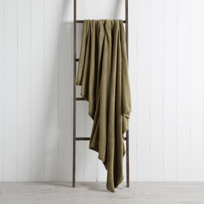 Dunelm Soft Fleece 130cm x 170cm Throw Khaki (Green)
