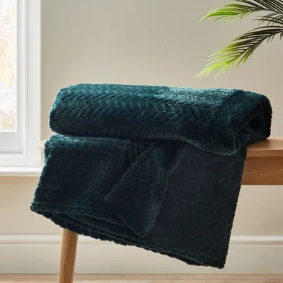 Dunelm Amelia Recycled Throw, 200cm x 200cm Bottle (Green)