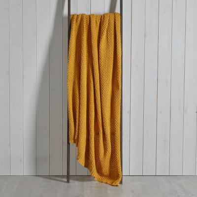 Dunelm Cotton Moss Knit 130cm x 180cm Throw Yellow