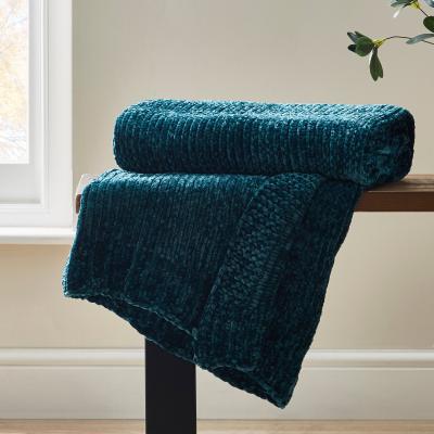 Dunelm Crystal Chenille Throw Bottle (Green)