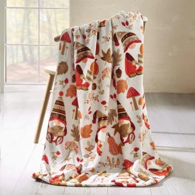 Dunelm Catherine Lansfield Woodland Gnomes Throw Blanket 130cm x 170cm