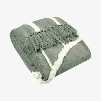 Dunelm Rainbow Tufted 130cm x 150cm Throw Grey/White