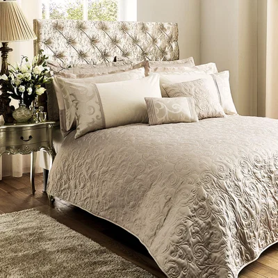 Dunelm Lucia Natural Bedspread Brown
