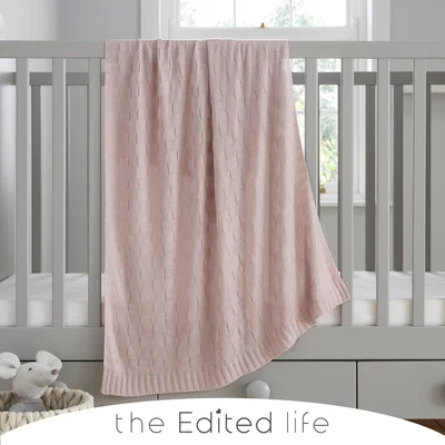 Dunelm Bamboo Knitted Blanket Light Pink