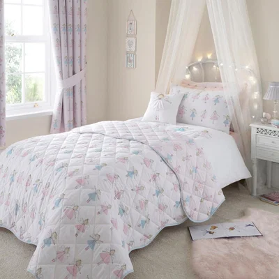 Dunelm Fairies Pink Bedspread Lilac Pink