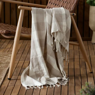 Dunelm Yard Chesil Check Cotton Throw Blanket 130cm x 170cm