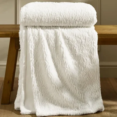 Dunelm Textured Wave Fur Throw Blanket 150cm x 200cm