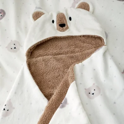 Dunelm Catherine Lansfield Cosy Bear Kids Hooded Blanket