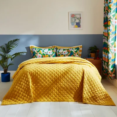 Dunelm Parker Quilted Bedspread Ochre