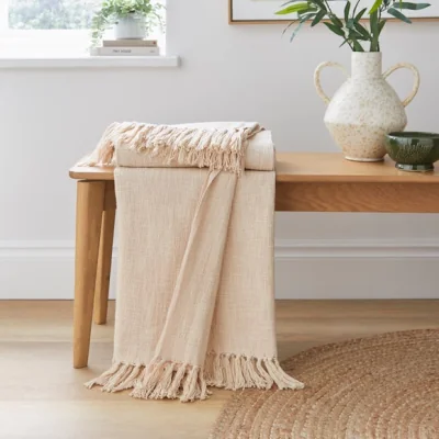 Dunelm Westcott Slub Cotton Throw Blanket