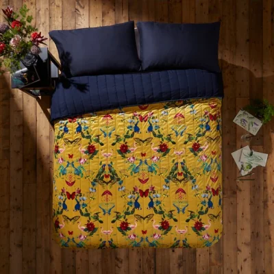 Dunelm Tropical Kaleidoscope Bedspread Yellow