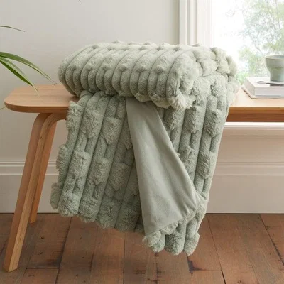 Dunelm Bianca So Soft Carved Faux Fur Throw Blanket 150cm x 200cm