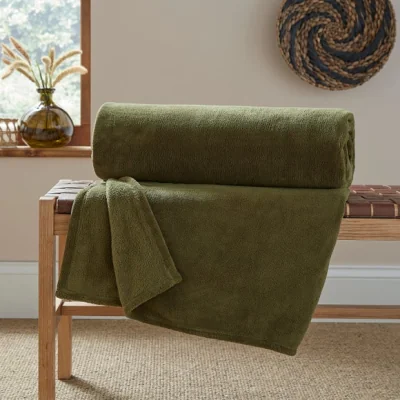 Dunelm Seriously Soft 220cm x 220cm Throw Seriously Soft Olive