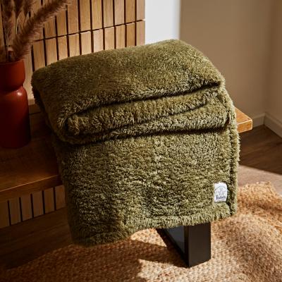 Dunelm Teddy Bear Throw Teddy Olive