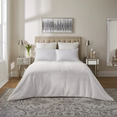 Dunelm Faux Fur Bedspread White