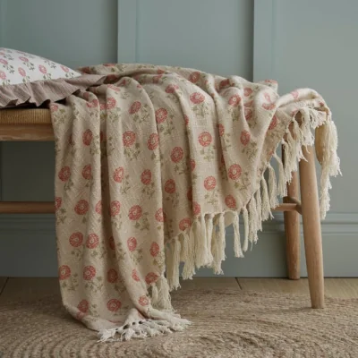 Dunelm Lizzie Tile Cotton Throw Blanket, 130cm x 180cm
