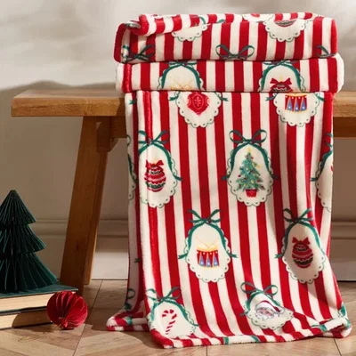 Dunelm Catherine Lansfield Christmas Vintage Stripe Throw Blanket