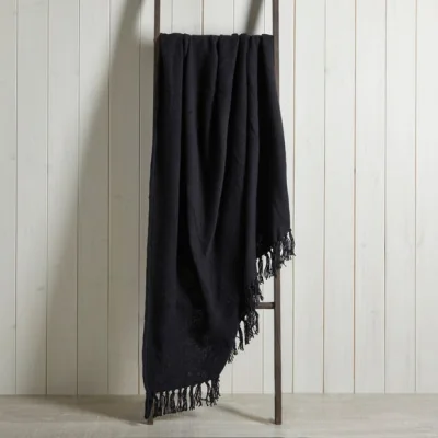 Dunelm Aris Cotton Weave 200cm x 200cm Throw Black
