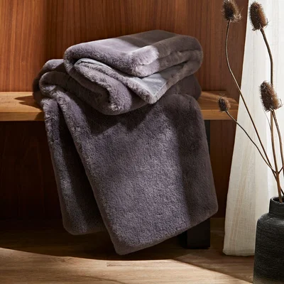 Dunelm Silky Soft Faux Fur Recycled Throw Grey