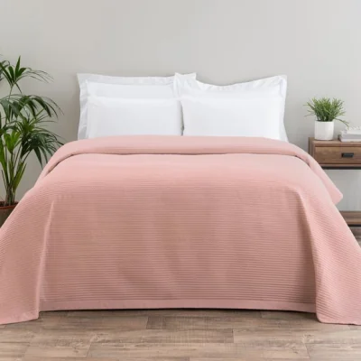 Dunelm Spencer Pinsonic Bedspread Blush