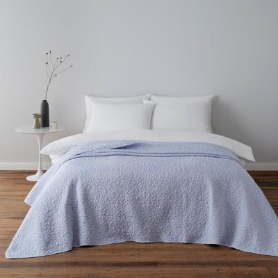Dunelm Bloom Floral Blue Quilted Bedspread Blue