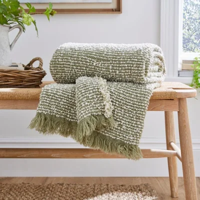 Dunelm Kibworth Boucle Throw 130x180cm Sage (Green)