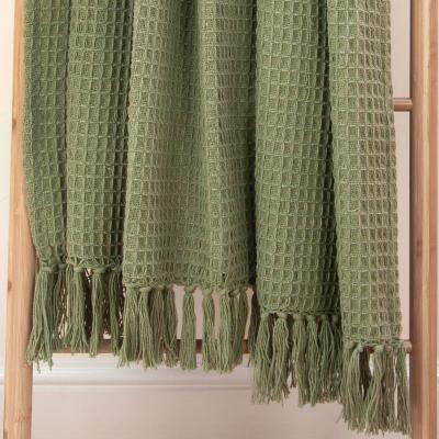 Dunelm Appletree Bruges Cotton Throw 130cm x 180cm Khaki (Green)