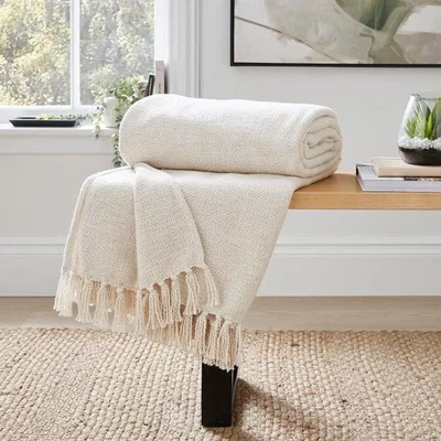 Dunelm Aris Cotton Weave Throw Blanket 235cm x 235cm