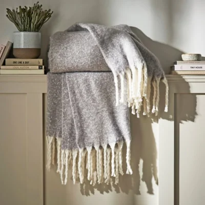 Dunelm Mohair Throw 130cm x 180cm Dove (Grey)