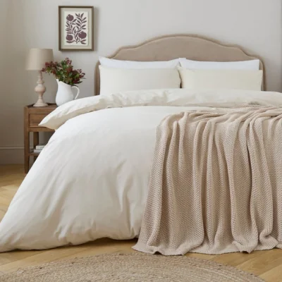 Dunelm Pure Cotton Knit Throw Blanket