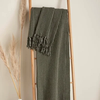 Dunelm Quinn Throw 130cm x 180cm Moss Green