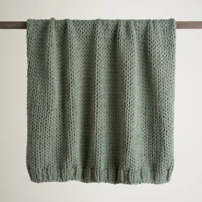 Dunelm Chunky Knit Recycled Throw 130cm x 170cm Lilypad