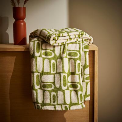 Dunelm Printed Fleece Elements 130x160cm Throw Olive Olive