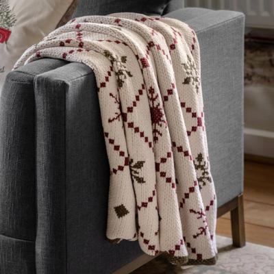 Dunelm Classic Patterned Plush Woven Throw Blanket